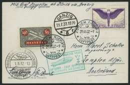 ZULEITUNGSPOST 170B BRIEF, Schweiz: 1932, Luposta-Rückfahrt, Prachtkarte - Zeppelins