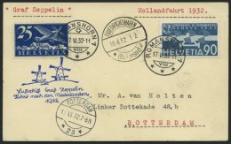 ZULEITUNGSPOST 164 BRIEF, Schweiz: 1932, Hollandfahrt, Abgabe Rotterdam, Prachtkarte - Zeppelins
