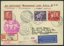 ZULEITUNGSPOST 439 BRIEF, Schweden: 1936, 9. Nordamerikafahrt, Einschreibkarte, Pracht - Zeppelins