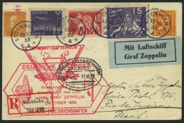 ZULEITUNGSPOST 238E BRIEF, Schweden: 1933, Chicagofahrt, Anschlußflug Ab Berlin, Einschreibkarte, Pracht - Zeppelins