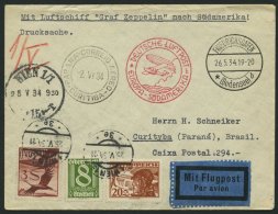 ZULEITUNGSPOST 247 BRIEF, Österreich: 1934, 1. Südamerikafahrt, Drucksachenbrief, Pracht - Zeppelins