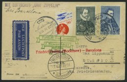 ZULEITUNGSPOST 214 BRIEF, Niederlande: 1933, 2. Südamerikafahrt, Abwurf Barcelona, Karte Feinst - Zeppelins