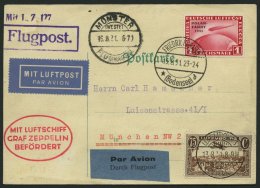 ZULEITUNGSPOST 121 BRIEF, Luxemburg: 1931, Fahrt Nach Münster, Frankiert Mit 1 RM Polarfahrt, Prachtkarte - Zeppelin