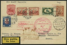 ZULEITUNGSPOST 183B BRIEF, Litauen: 1932, 7. Südamerikfahrt, Anschlußflug Ab Berlin, Prachtkarte - Zeppelin