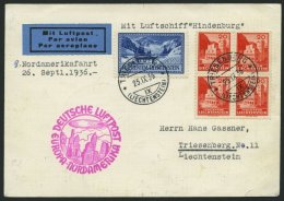 ZULEITUNGSPOST 439 BRIEF, Liechtenstein: 1936, 9. Nordamerikafahrt, Karte Feinst - Zeppelin