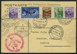 ZULEITUNGSPOST 427 BRIEF, Liechtenstein: 1936, Olympiafahrt, Mit Dienstmarken-Frankatur, Prachtkarte Nach Österreic - Zeppelins