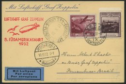 ZULEITUNGSPOST 189 BRIEF, Liechtenstein: 1932, 8. Südamerikafahrt, Gute Frankatur, Prachtkarte - Zeppelin