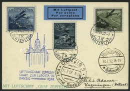 ZULEITUNGSPOST 169A BRIEF, Liechtenstein: 1932, Luposta-Rundfahrt, Abgabe Danzig, Prachtkarte Nach Holland - Zeppelins