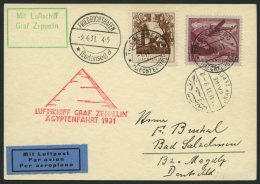 ZULEITUNGSPOST 104 BRIEF, Liechtenstein: 1931, Ägyptenfahrt, Prachtkarte - Zeppelins