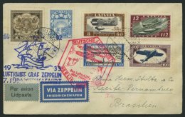 ZULEITUNGSPOST 232B BRIEF, Lettland: 1933, 7. Südamerikafahrt, Anschlußflug Ab Berlin, Mit Guter Frankatur!, - Zeppelins
