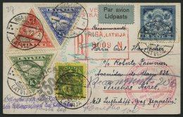 ZULEITUNGSPOST 143B BRIEF, Lettland: 1932, 2. Südamerikafahrt, Anschlußflug Ab Berlin, Einschreibkarte, Prach - Zeppelins