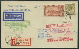 ZULEITUNGSPOST 214B BRIEF, Gibraltar: 1933, 2. Südamerikafahrt, Anschlußflug Ab Berlin, Einschreib-Drucksache - Zeppelins
