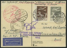 ZULEITUNGSPOST 171B BRIEF, Dänemark: 1932, 5. Südamerikafahrt, Anschlußflug Ab Berlin, Gute Frankatur, P - Zeppelin