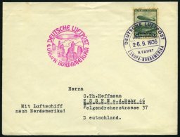 ZEPPELINPOST 439A BRIEF, 1936, 8. Nordamerikafahrt, Bordpost, Brief Feinst - Zeppelins