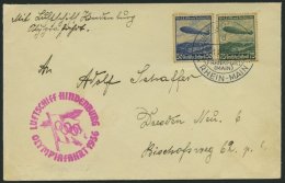 ZEPPELINPOST 427B BRIEF, 1936, Olympiafahrt, Auflieferung Rhein-Main-Flughafen (Buchstabe D), Prachtbrief - Zeppelins