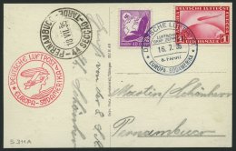 ZEPPELINPOST 311A BRIEF, 1935, 8. Südamerikafahrt, Bordpost, Frankiert U.a. Mit Mi.Nr. 455, Prachtkarte - Zeppelin
