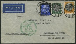 ZEPPELINPOST 286Abb BRIEF, 1934, 12. Südamerikafahrt, Bordpost, Bedarfsbrief Nach Chile, Feinst - Zeppelins