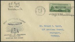 ZEPPELINPOST 244C BRIEF, 1933, Chicagofahrt, US-Post, Chicago-Fr`hafen, Prachtbrief - Zeppelins