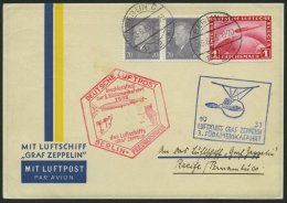 ZEPPELINPOST 219B BRIEF, 1933, 3. Südamerikafahrt, Anschlussflug Berlin, Frankiert Mit 1 RM, Prachtkarte - Zeppelin