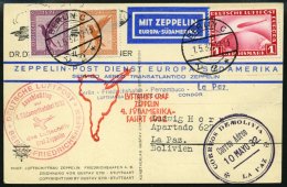 ZEPPELINPOST 157B BRIEF, 1932, 4. Südamerikafahrt, Anschlußflug Berlin, Prachtkarte - Zeppelins