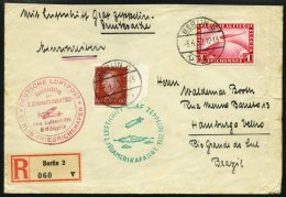 ZEPPELINPOST 143B BRIEF, 1932, 2. Südamerikafahrt, Anschlußflug Ab Berlin, Einschreibbrief, Feinst (rechts Be - Zeppelin