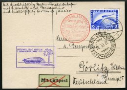 ZEPPELINPOST 129Eb BRIEF, 1931, 2. Südamerikafahrt, Anschlußflug Ab Berlin Bis Brasilien, Prachtkarte - Zeppelin