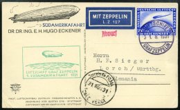 ZEPPELINPOST 124Ab BRIEF, 1931, 1. Südamerikafahrt, Abwurf Kap Verde, Bordpost, Prachtkarte - Zeppelin