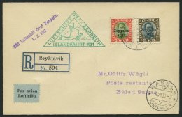 ZEPPELINPOST 114D BRIEF, 1931, Islandfahrt, Isländische Post, Mit 30 Aur Und 2 Kr., Einschreibbrief In Die Schweiz, - Zeppelin