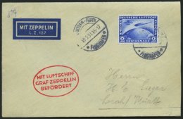ZEPPELINPOST 107Da BRIEF, 1931, Fahrt Nürnberg-Friedrichshafen, Auflieferung Nürnberg, Frankiert Mit 2 RM S&uu - Zeppelins