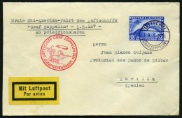 ZEPPELINPOST 57A BRIEF, 1930, Südamerikafahrt, Bordpost, Fr`hafen-Sevilla, Prachtbrief - Zeppelines