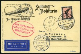 ZEPPELINPOST 55C BRIEF, 1930, Englandfahrt, Bordpost, Abgabe Fr`hafen, Prachtkarte - Zeppelin