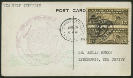 ZEPPELINPOST 29A BRIEF, 1929, Weltrundfahrt, US-Post, Los Angeles-Lakehurst, Prachtkarte - Zeppelines