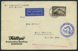 ZEPPELINPOST 26A BRIEF, 1929, Amerikafahrt, Auflieferung Friedrichshafen, Frankiert Mit 4 RM, Verzögerungsstempel I - Zeppelins