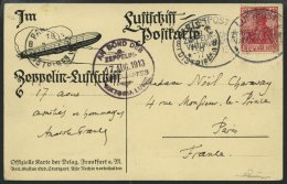 ZEPPELINPOST 4a BRIEF, 1913 Luftschiff Victoria-Luise, Bordpoststempel Und Bordstempel Vom 17.8.1913, Absender Anatole F - Zeppelins