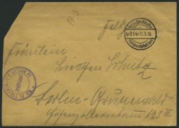 ZEPPELINPOST - MILITÄRLUFTSCHIFFAHRT 1914, KGL. PR. FELD-LUFTSCHIFFER-ABTEILUNG, Violetter Briefstempel Auf Feldpos - Zeppelines