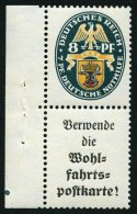 ZUSAMMENDRUCKE S 58 **, 1928, Nothilfe 8 + A1.1, Pracht, Mi. 400.- - Se-Tenant