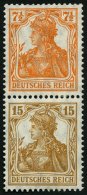 ZUSAMMENDRUCKE S 7ba *, 1916, Germania 71/2 + 15, Falzreste, Pracht, Mi. 180.- - Se-Tenant