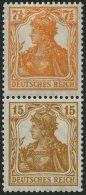 ZUSAMMENDRUCKE S 7aa *, 1916, Germania 71/2 + 15, Falzrest, Pracht, Kurzbefund Fleiner, Mi. 300.- - Se-Tenant