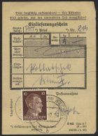 Dt. Reich 787 BRIEF, 1942, 10 Pf. Hitler, Einzelfrankatur Auf Einlieferungsschein, Pracht, R! - Oblitérés