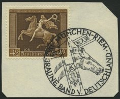 Dt. Reich 671y BrfStk, 1938, 42 Pf. Braunes Band, Waagerechte Gummiriffelung, Sonderstempel, Prachtbriefstück, Mi. - Oblitérés