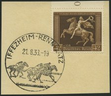 Dt. Reich 671y BrfStk, 1938, 42 Pf. Braunes Band, Waagerechte Gummiriffelung, Sonderstempel IFFEZHEIM-RENNPLATZ, Prachtb - Oblitérés