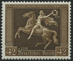 Dt. Reich 671y **, 1938, 42 Pf. Braunes Band, Waagerechte Gummiriffelung, Pracht, Mi. 150.- - Oblitérés