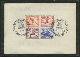 Dt. Reich Bl. 6 BRIEF, 1936, Block Olympische Spiele Mit Sonderstempel Rückseitig Auf Einschreibbrief, Feinst - Usati