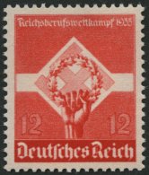 Dt. Reich 572y **, 1935, 12 Pf. Reichsberufswettkampf, Waagerechte Gummiriffelung, Pracht, Mi. 160.- - Usati