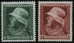 Dt. Reich 569/70x **, 1935, Heldengedenktag, Senkrechte Gummiriffelung, Pracht, Mi. 90.- - Usados