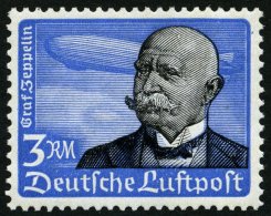Dt. Reich 539x **, 1934, 3 RM Graf Zeppelin, Senkrechte Gummiriffelung, Pracht, Mi. 200.- - Usati