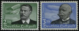 Dt. Reich 538/9x **, 1934, 2 RM Lilienthal Und 3 RM Graf Zeppelin, Senkrechte Gummiriffelung, 2 Prachtwerte, Mi. 330.- - Oblitérés