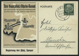 Dt. Reich 516 BRIEF, 30.3.1937, Behörden-Reklame-Karte Der Saarpfalz-Rhein-Kanal - Regierung Der Pfalz, Speyer, Mit - Usati