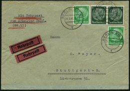 Dt. Reich 515/6 BRIEF, 1941, 4 Und 6 Pf. Hindenburg, Je 2x Auf Rohrpostbrief Von BERLIN SW 61 Nach Stuttgart, Feinst - Oblitérés