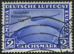Dt. Reich 497 O, 1933, 2 RM Chicagofahrt, Teils Wellenstempel, Pracht, Mi. 250.- - Oblitérés